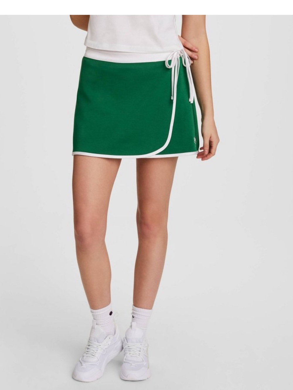 NWT Champion Green Mini Wrap Skort with White Trim Size S athletic soft stretch